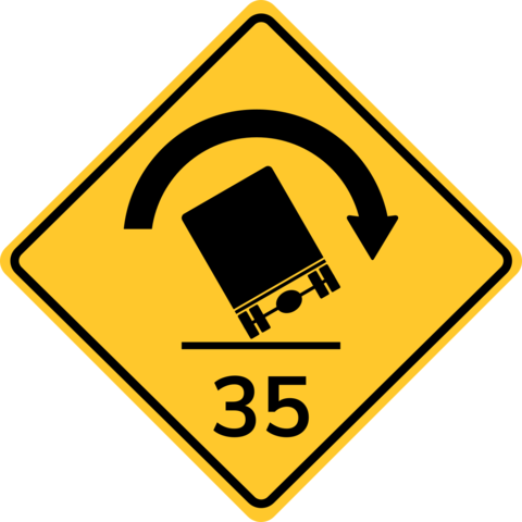 Truck Rollover Warning Sign With Speed Limit Template